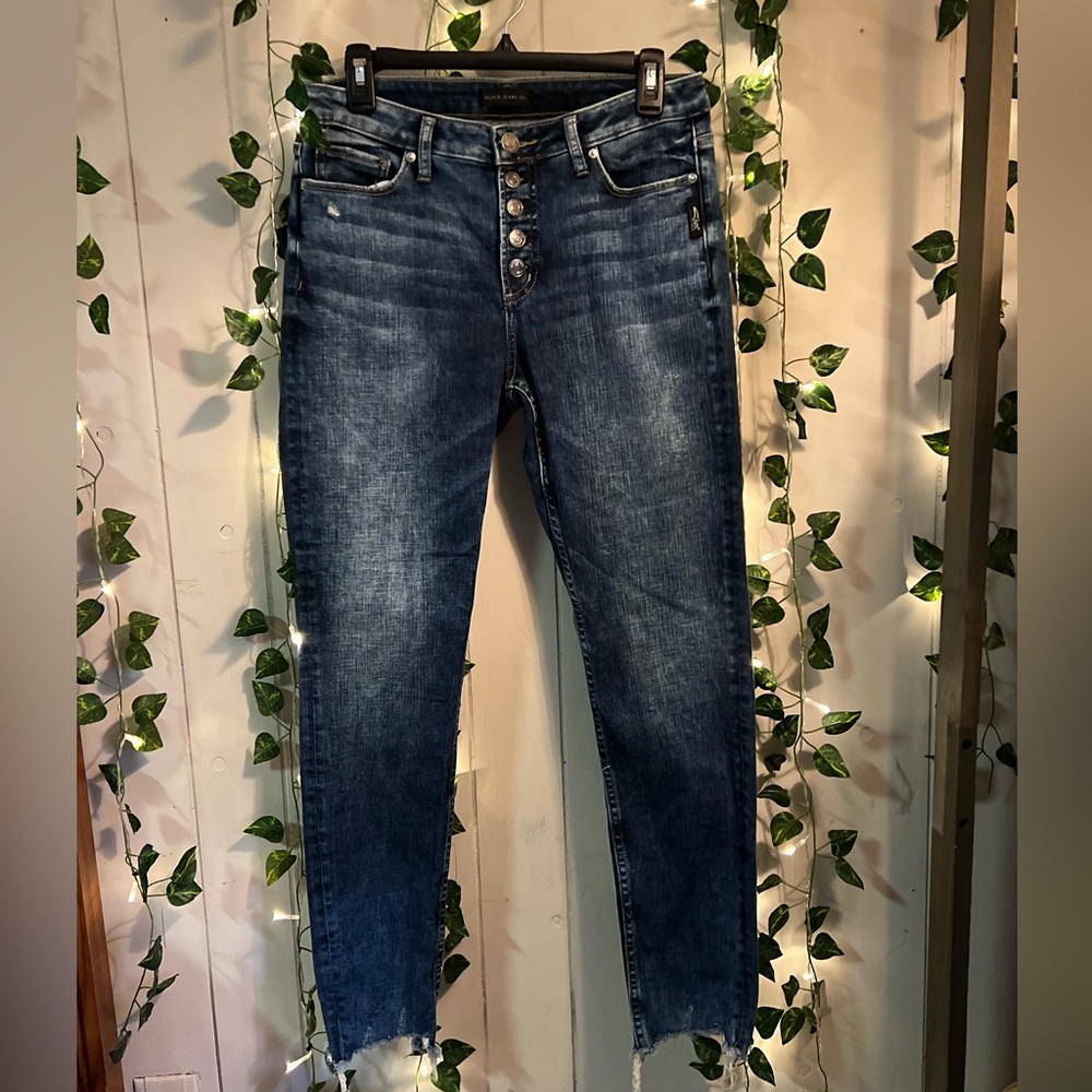 Silver Jeans Co. Raw Hem Mazy Skinny Jeans